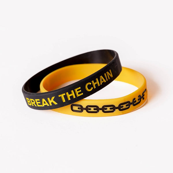 break the chain silicone wristband yellow and black