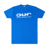 blue short sleeve tee shirt o.u.r logo large flatlay