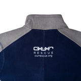 colorblock fleece zipper jacket navy grey o.u.r back close up