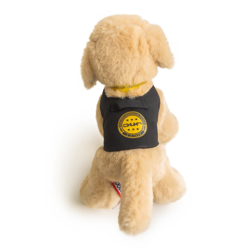 stuffed animal yellow lab harness o.u.r. k9 badge