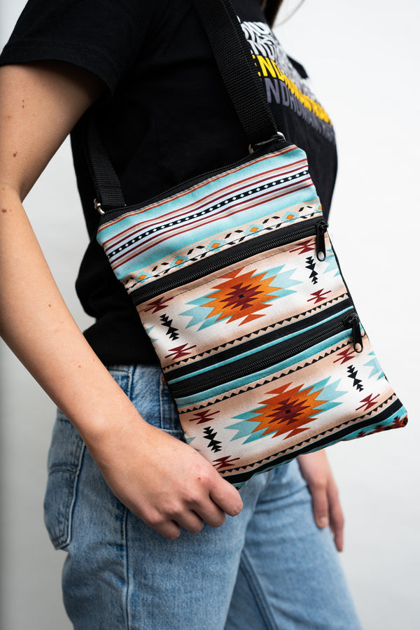 Native American-Made Three Zipper Crossbody Purse