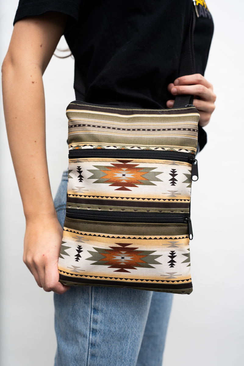 Native American-Made Three Zipper Crossbody Purse