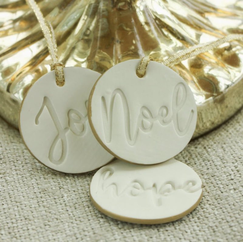 Hope, Joy, and Noel Ornaments