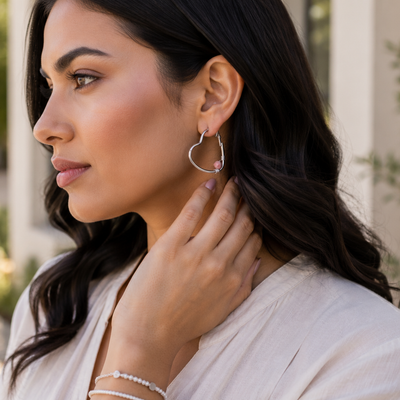 Artisan Heart Hoop Earrings