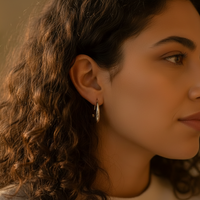 Crescent Moon Thread Drop Earrings