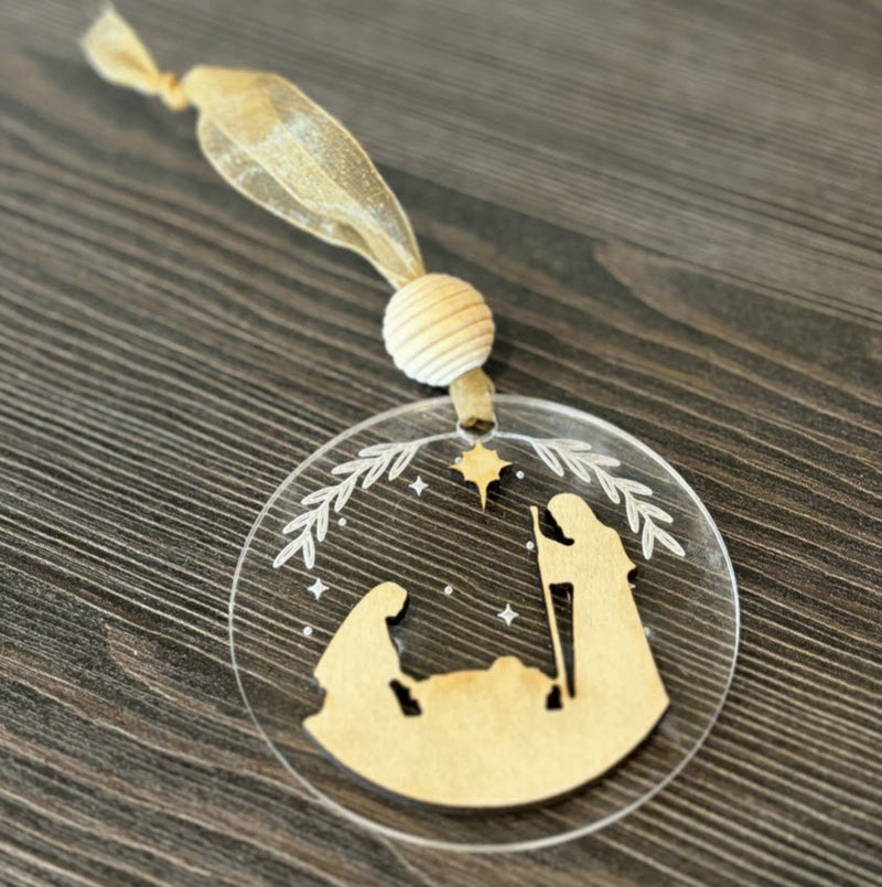Wooden Nativity Ornament