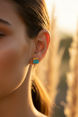 Lorena Square Turquoise Stud Earrings