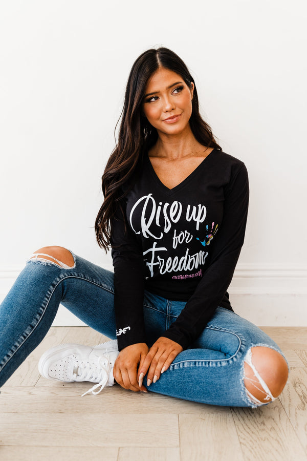 Ladies Long Sleeve Rise Up for Freedom