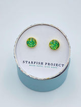 green druzy sparkle stud earrings