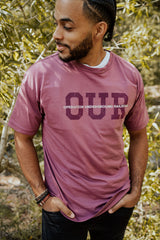 plum purple our embroidered short sleeve light weight tee