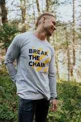 break the chain front grey long sleeve