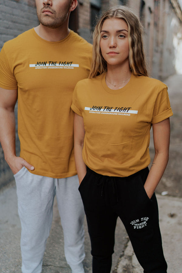 join the fight short sleeve yellow tee
