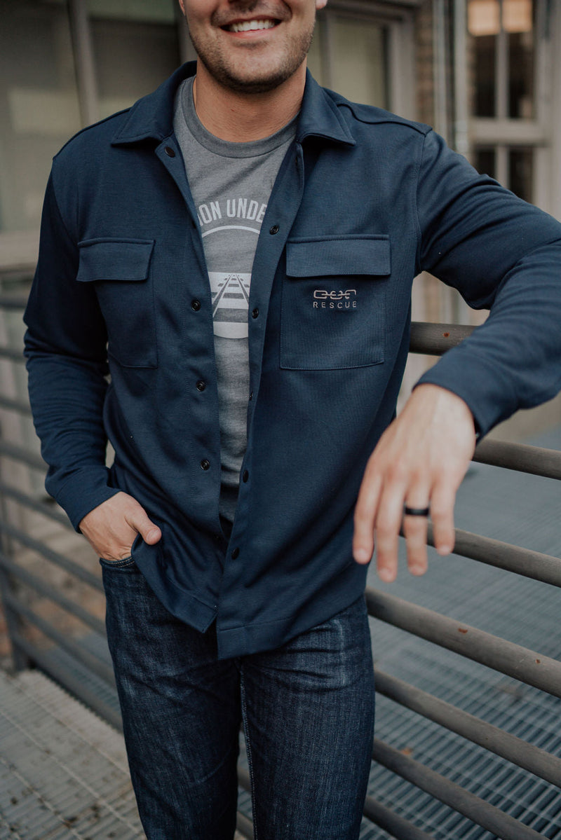 our rescue navy snap up jacket