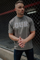 grey our short sleeve heavy weight embroidered tee short sleeve