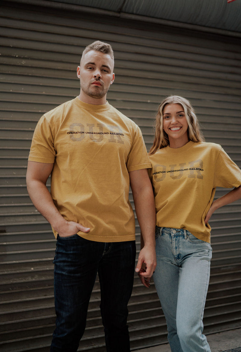 yellow our embroidered short sleeve tee heavy weight