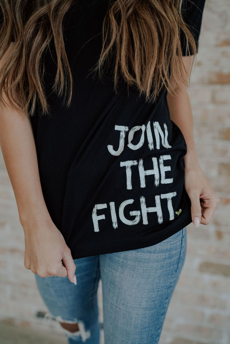 close up join the fight black tee