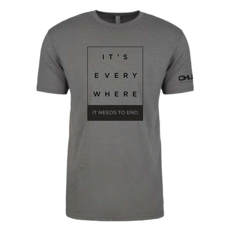 it's everywhere it needs to end box tee grey
