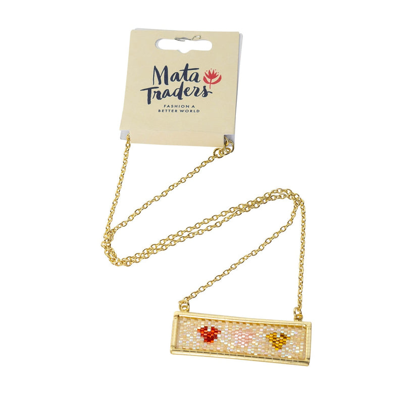 gold chain necklace three beaded hearts