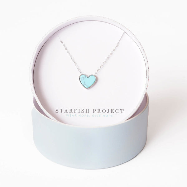 silver chain necklace turquoise heart