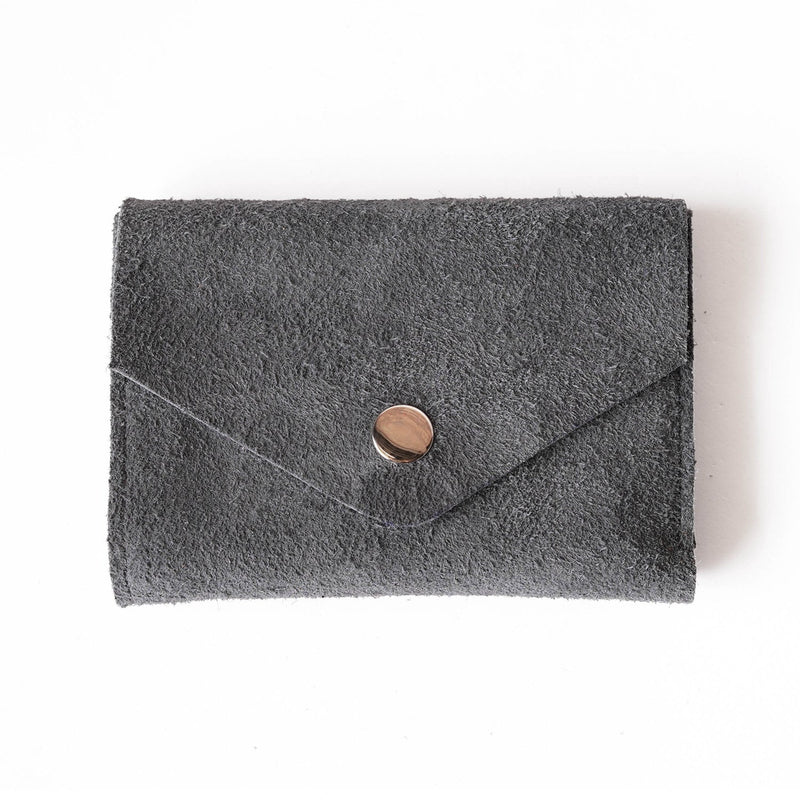 grey suede wallet