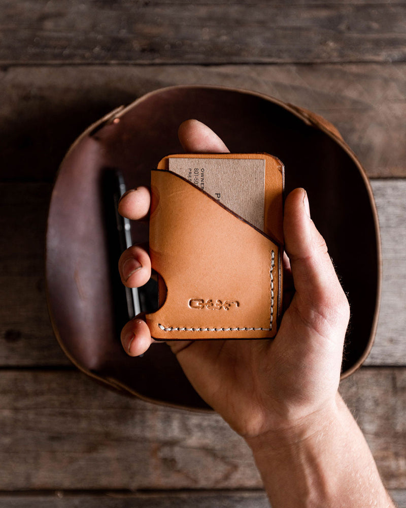 tan our stamped logo leather wallet