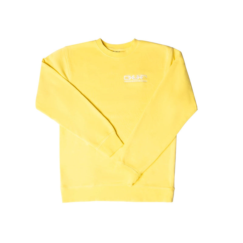 crew neck sweatshirt yellow o.u.r embroidery