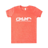 red short sleeve tee shirt o.u.r logo flatlay