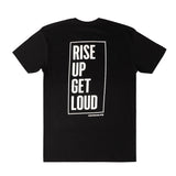 rise up get loud tee black back