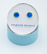 blue druzy sparkle stud earrings