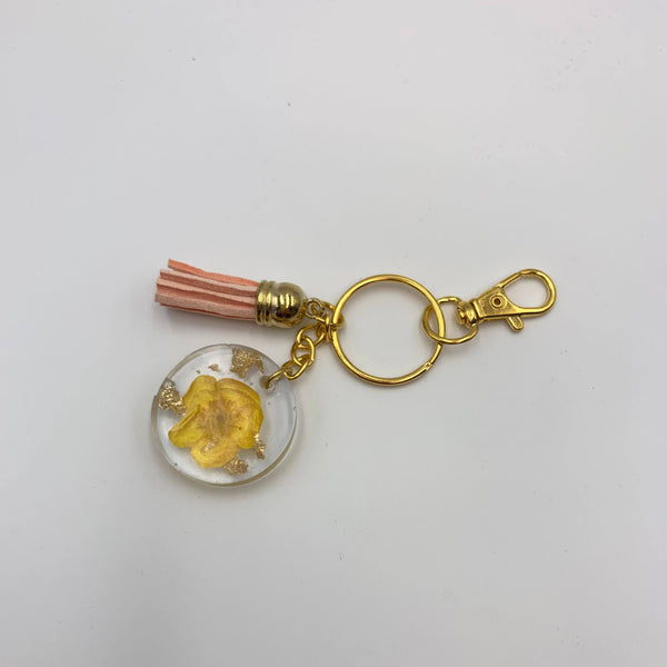 gold keyring flower keychain