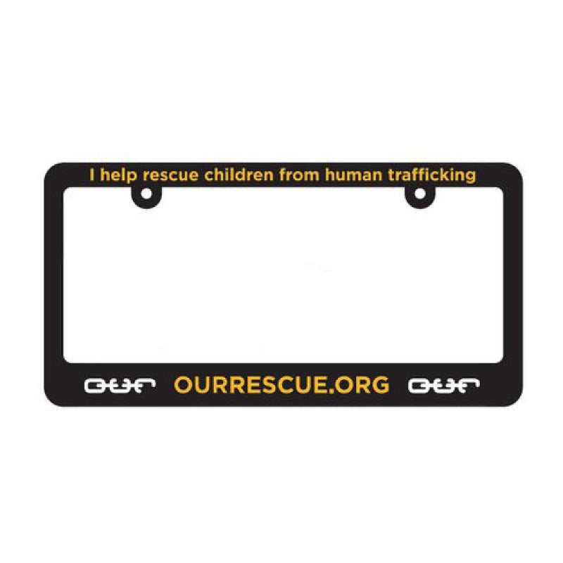o.u.r rescue license plate frame