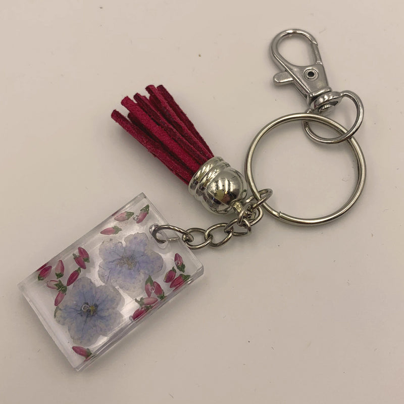 silver floral keyring keychain