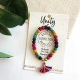 fabric covered colorful beaded bracelet